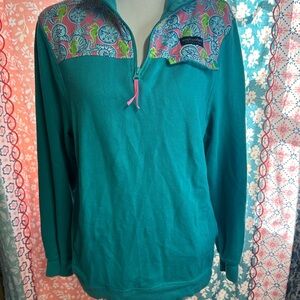 Simply Southern Teal Sweatshirt with Colorful Pattern